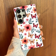 海外热销花卉蝴蝶三星手机壳S24+热转印菲林壳S25edge艺术保护套