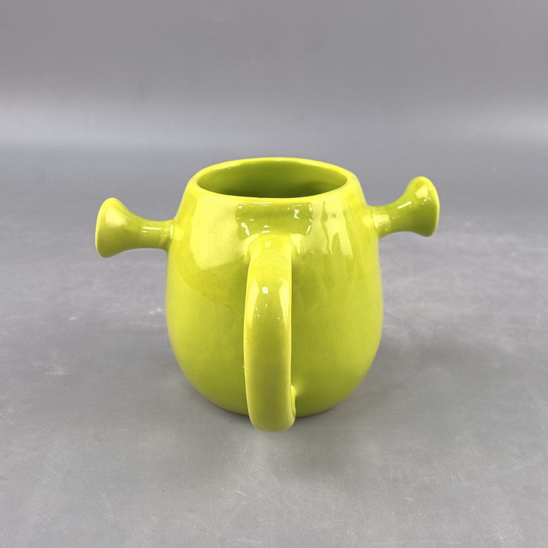 Halloween fiesta de baile tazas de cerámica Shrek tazas máscaras animadas verdes adornos de cara completa hechos a mano