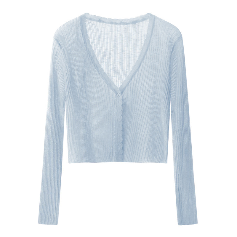 Summer Thin Ice Silk Knitwear for Women, Sun Protection Cardigan, Short Outwear with Suspender Skirt and Shawl