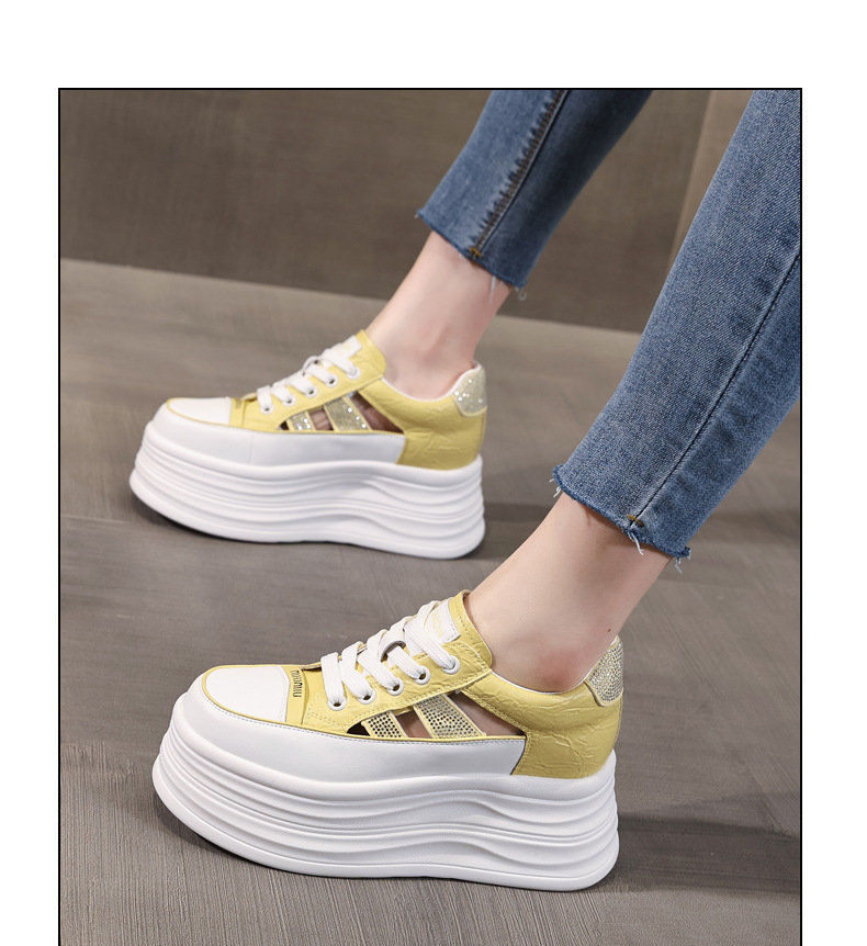 Giày sneaker nữ đế dày chunky khoét lỗ phối trắng dễ thương — Màu trắng chi tiết 12