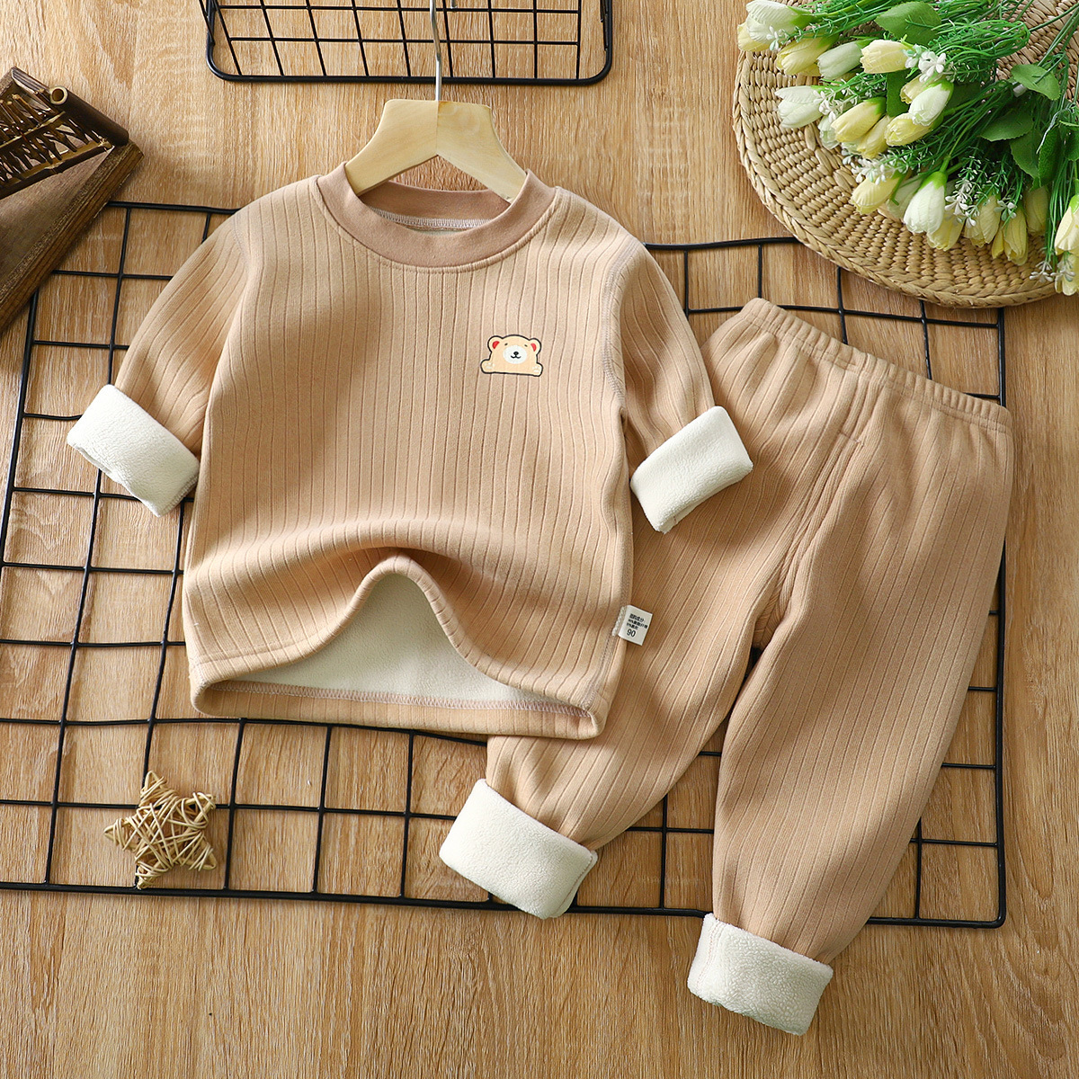 Trajes de calentamiento para niños más terciopelo engrosado otoño y invierno nuevo bebé ropa interior de fondo ropa interior de otoño para niños pantalones de otoño para niños