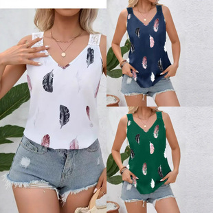 Amazon Foreign Trade Cross-Border Aliexpress New Casual and Simple New Style Back Lace Hollow Loose Vest