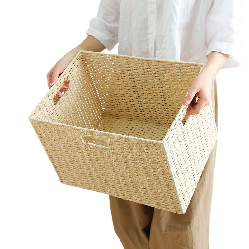 草编藤编收纳盒家用大容量衣服收纳筐杂物零食玩具整理日式收纳箱|undefined