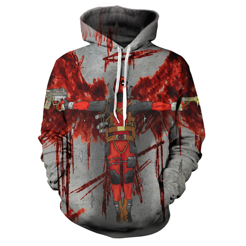 2024 Cross-Border Deadpool Series 3D Digital Printing Hooded Sweatshirt European and American Large Size Couple Tops Hooded