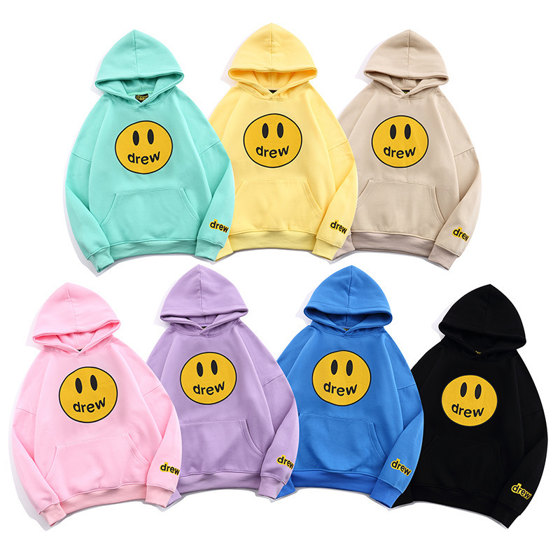 Drew Smiley Face Sweatshirt Ins Influencer Style Trendy High Street Brand Loose Couple Outfit Unisex Hoodie Drew Smiley Face Sweatshirt Ins Influencer Style Trendy High Street Brand Loose Couple Outfit Unisex Hoodie