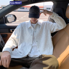 NASA肌理感夹克男春秋季美式复古立体外套男生宽松休闲运动上衣服