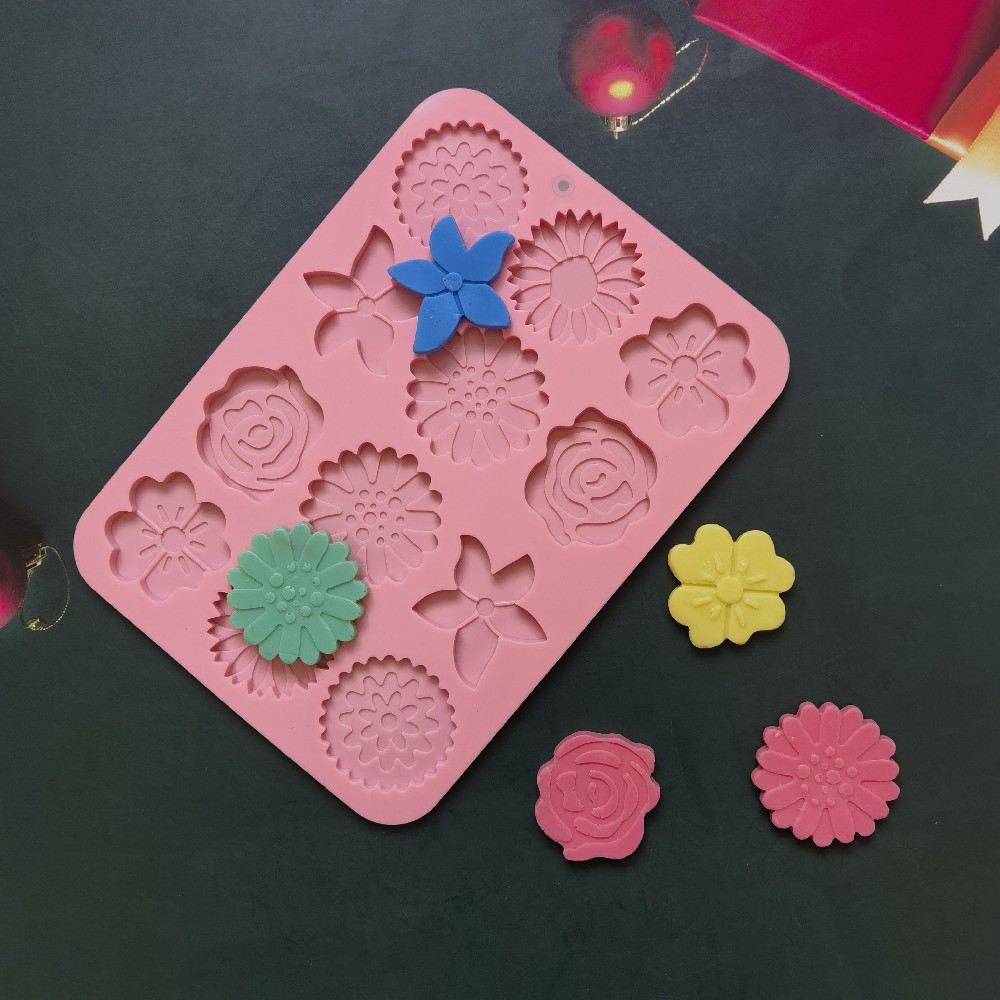 12 flores 287 molde de silicona pudín molde de postre decoración de pastel de cocina para hornear