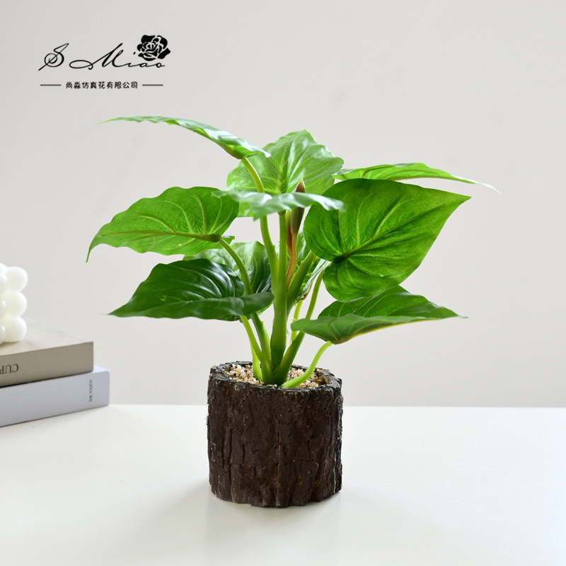 Bonsái de Planta Verde Artificial de Tela para Decoración de Interiores
