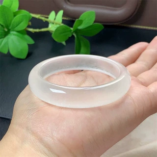玻璃种手镯轻奢女款水沫玉石英岩处理玉白月光镯子女友礼物