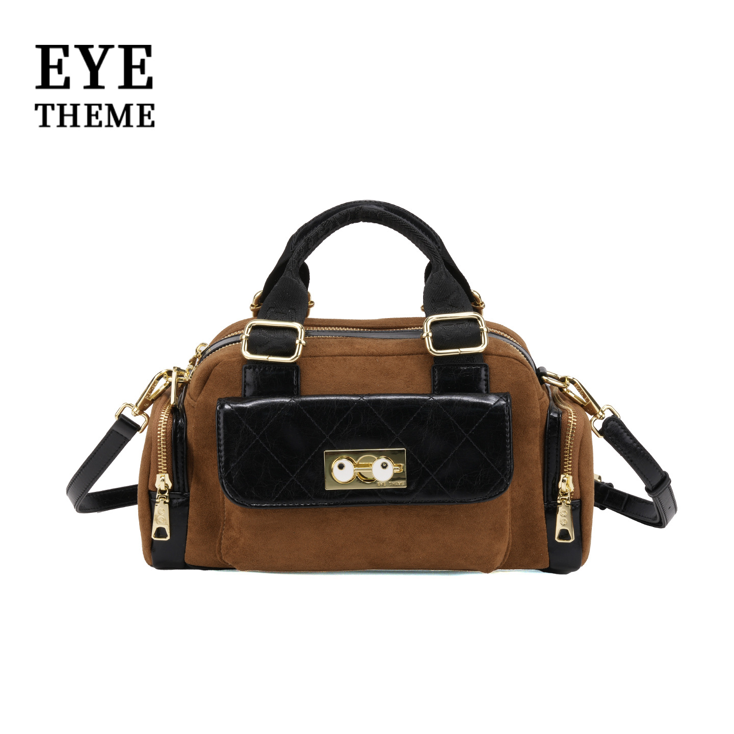 Otoño y invierno peluche bolsas de cremallera de mano casuales clásicas de contraste de alto nivel PU damas hombro único 2877 #