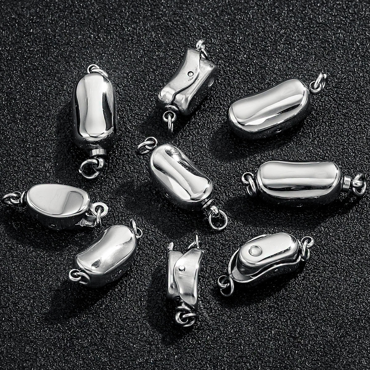 Botón de lingote de acero de titanio Pulsera de maní de acero inoxidable Botón pulido fino Botón de guisante Accesorios de joyería de bricolaje Gota de agua europea y americana