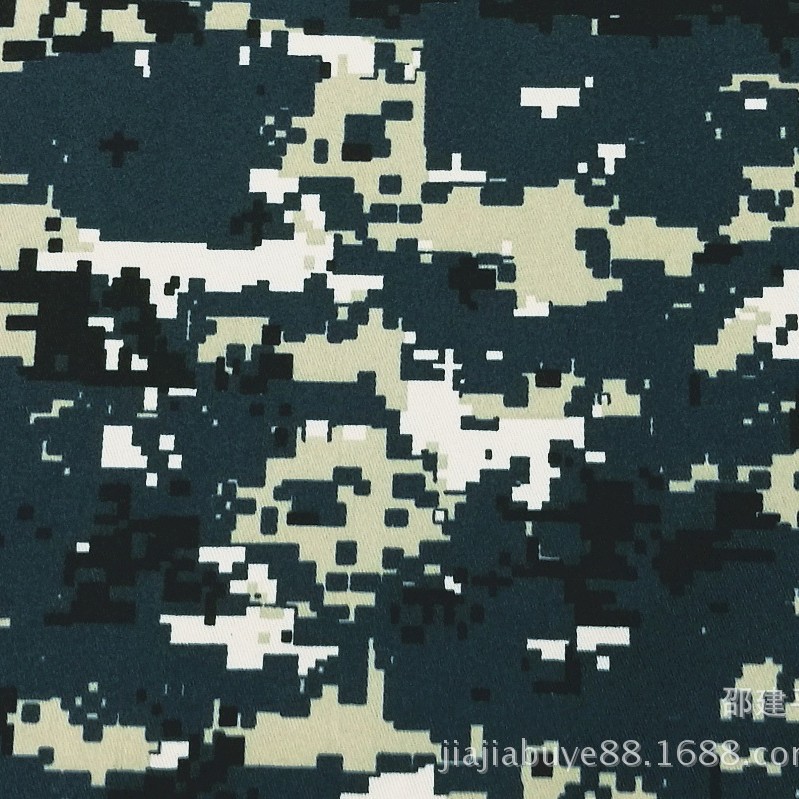 迷彩布料厂家现货梭织涤纶斜纹印花大褂服面料迷彩印花华达呢