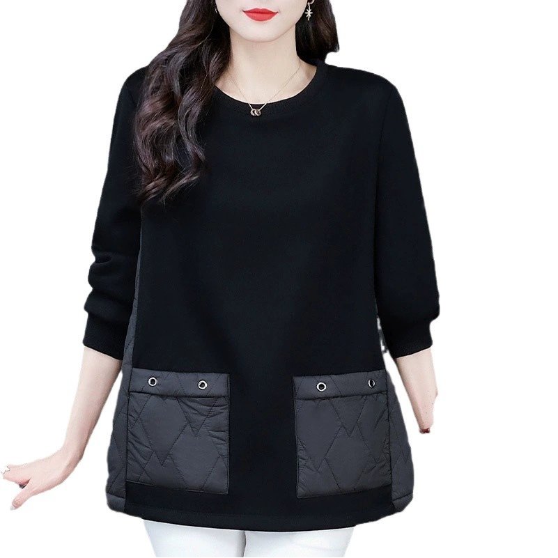 Зимнее утолщенное теплое Прошитое пальто в западном стиле, одежда с хлопковой подкладкой, свободная повседневная женская одежда больших размеров для женщин среднего и пожилого возраста