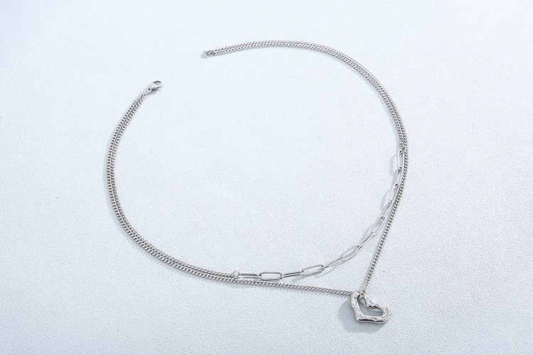 304 Stainless Steel Chain Material PVD Coated 18K Gold Plated Heart Titanium Steel Fashion Waterproof Non Tarnish Necklace