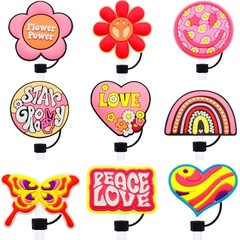 Love and Peace Series Straw Cup Accessories Decorative DIY Creative Dust Plug Silicone Straw Cover Cross-border