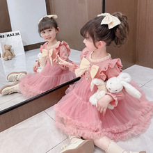 女童2024年春夏款新款小香风公主蓬蓬裙一件代发亚马逊童装连衣裙