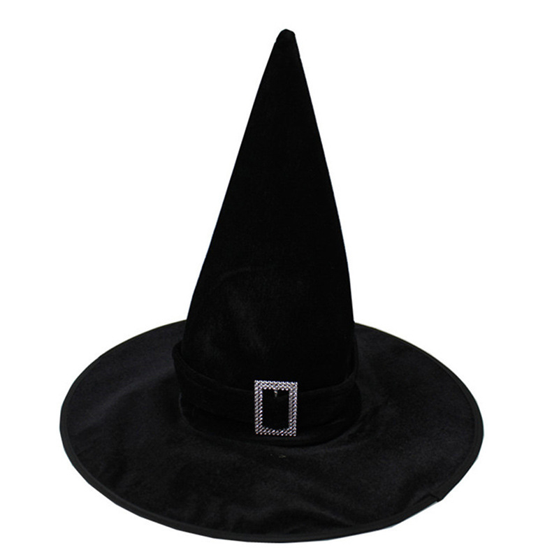 Sombrero de bruja de Halloween transfronterizo Sombrero de bruja negra Sombrero de bruja de ángulo recto Sombrero de bruja adulto Sombrero de brujo para niños Sombrero de brujo
