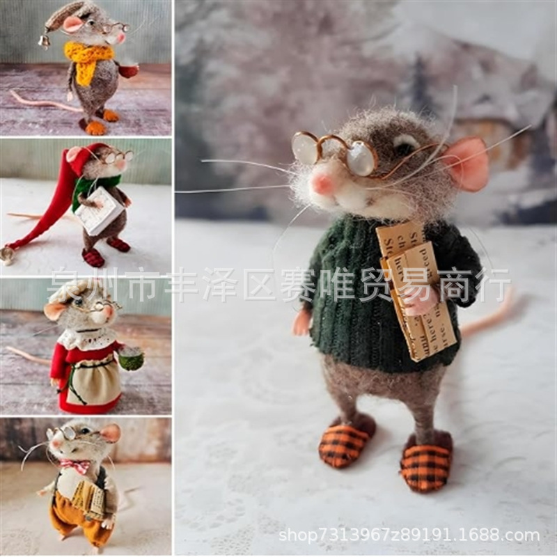 2024 Christmas wool felt mouse decorationChristmas wool felt mouse…