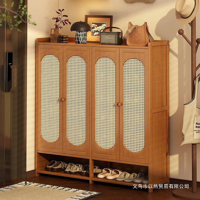 Rattan Shoe Cabinet for Home Use, Large Capacity, Entryway Cabinet, Indoor Wall-Mounted, Stylish, Dustproof, Thickened Shoe Rack, New Model