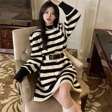 收腰显瘦设计感针织打底连衣裙女宽松慵懒风毛衣裙