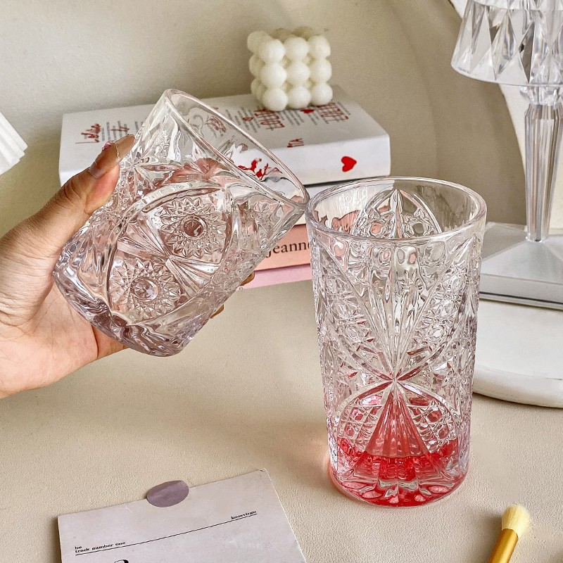 水晶玻璃杯女生ins高顏值家用喝水杯子牛奶杯咖啡杯子果汁杯酒杯