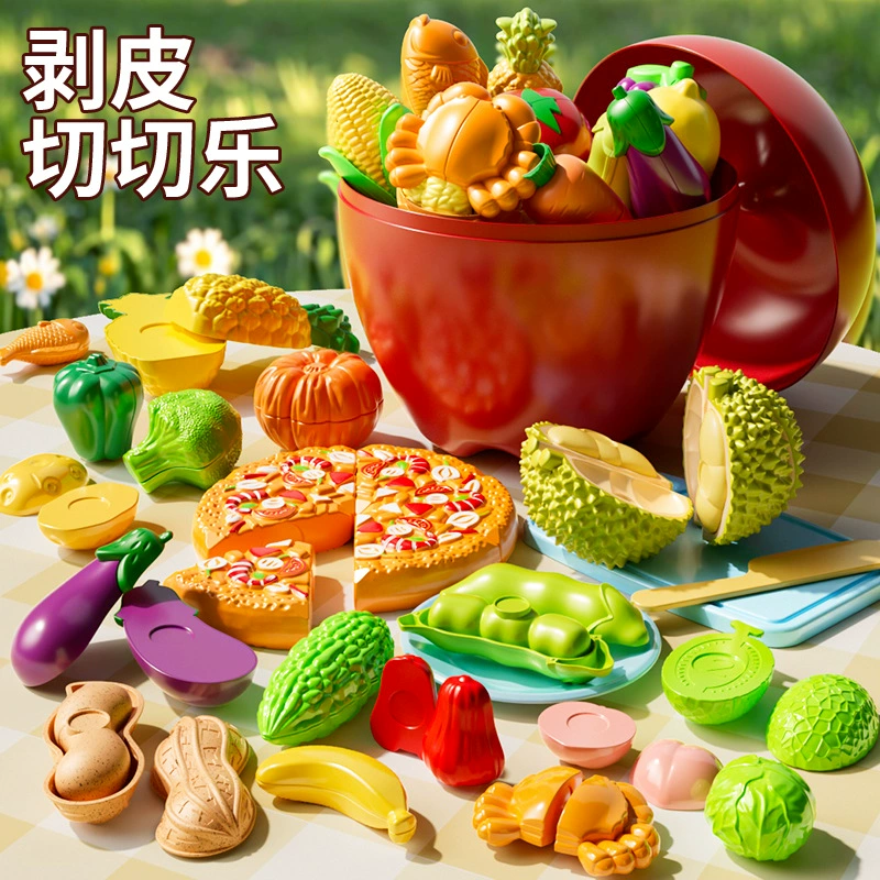 Детские игрушки для резки и жевания фруктов, очищаемые и жевательные яблоки и клубника, подарки для мальчиков и девочек.