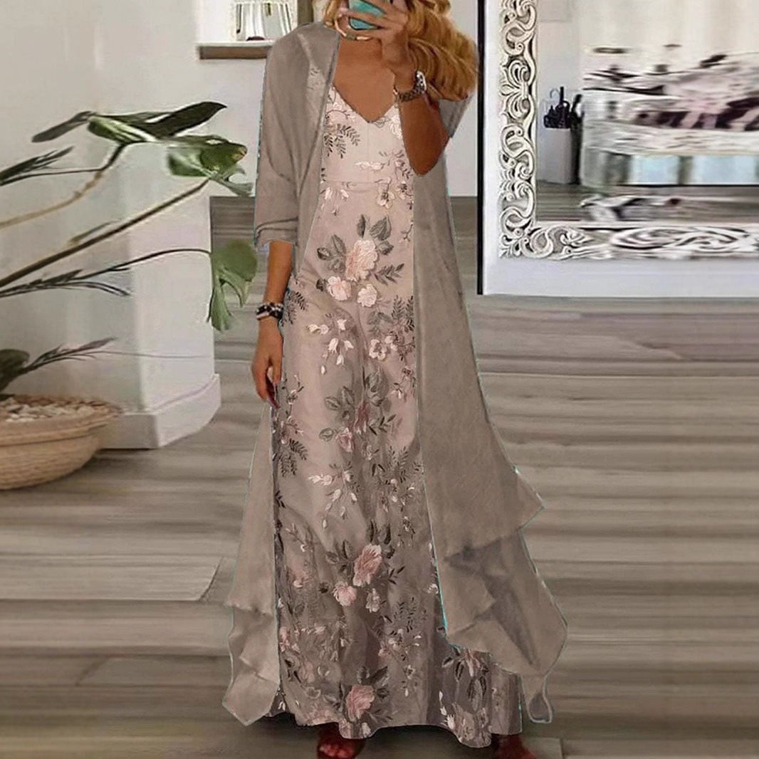 317181 European And American Popular Style Elegant V-neck Long With Embroidery Craftsmanship, Vintage Suit Dress For_ecoleips.com