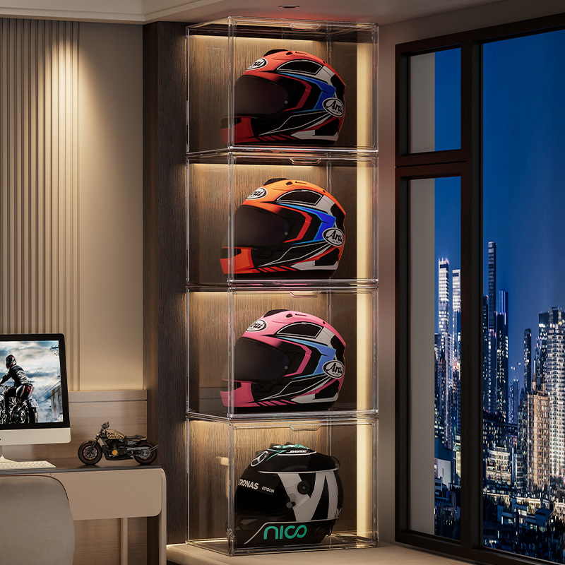 Caja de almacenamiento transparente grande a prueba de polvo, caja de exhibición para casco de baloncesto, Lego artesanal, venta al por mayor