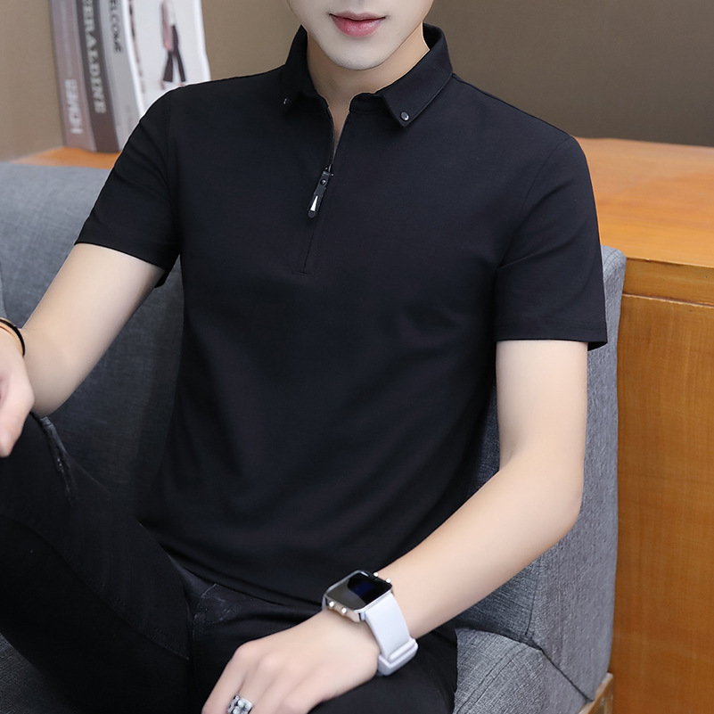 男士Polo衫韩版2021春夏修身时尚短袖Polo衫 青年休闲T恤一件代发