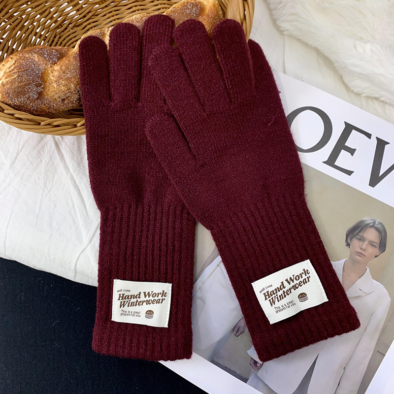 Guantes de ciclismo 2025, otoño y invierno nuevos guantes de punto de lana gruesa alargada guantes de dedo caliente al por mayor