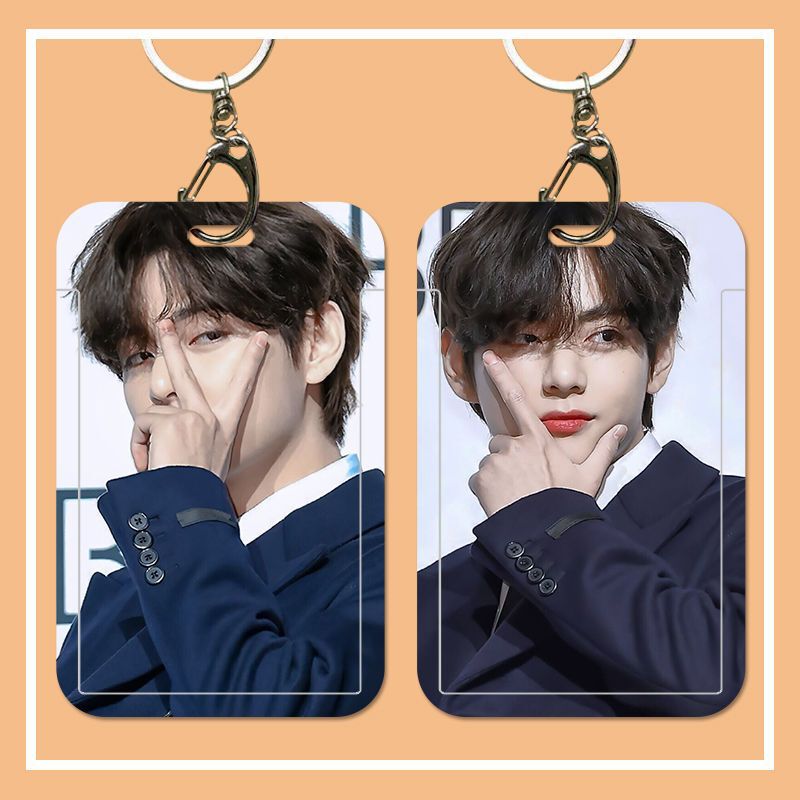 Bts Bts Kim Taehyung Card Holder Student Campus Card Meal Card Bus Card Protective Cover Hard Shell with Hanging