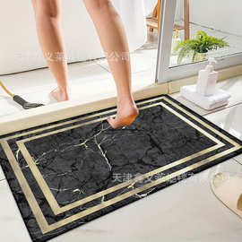 跨境批发水晶绒地垫轻奢风大理石地垫吸水吸油厨房地垫入户门地垫