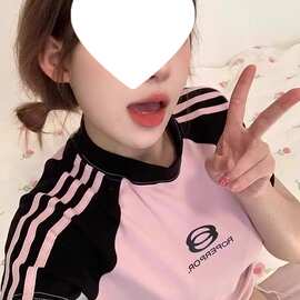 # （印花+拉条支克棉氨纶）甜酷美式复古辣妹短袖