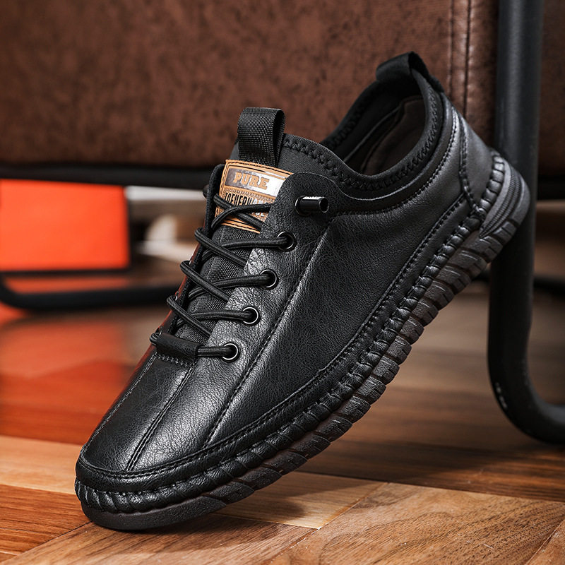 Giày lười nam da PU mềm đế bệt kiểu mới phong cách casual — Màu xám (có thể liên hệ với khách hàng để xem chi tiết), màu nâu, đen