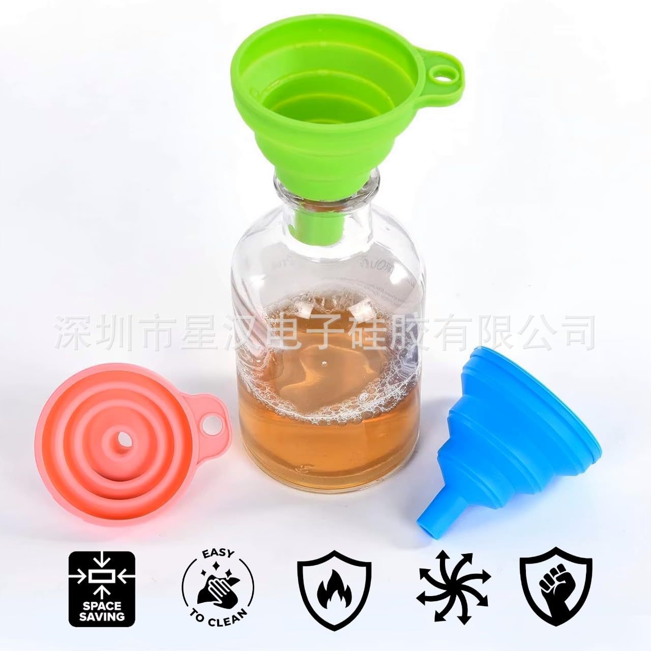 Portable foldable silicone funnel long neck funnel silicone foldable funnel retractable small funnel