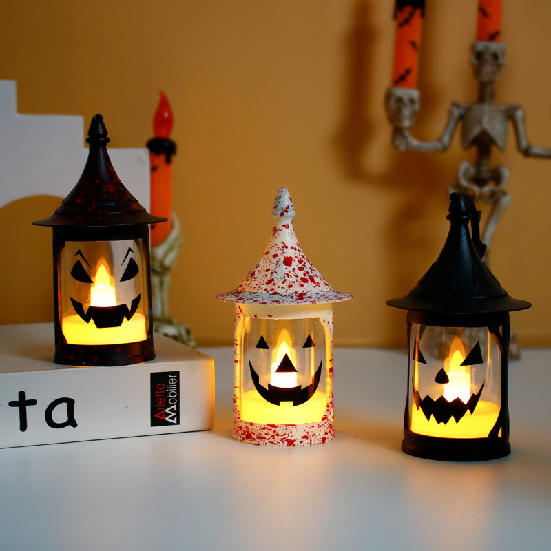Led Halloween Decoration Night Light Creative Magic Hat Wind Lamp Candle Lamp Horror Expression Atmosphere X20