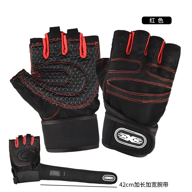Guantes de gimnasio de medio dedo para hombres al aire libre protección de levantamiento de pesas antideslizante muñeca halteres respirables guantes de bicicleta al por mayor