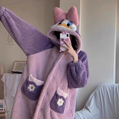 特価!! 唐ダックのパジャマ女性冬のサンゴのベルベットとベルベットの厚い冬のパジャマ2025家庭服のパジャマ