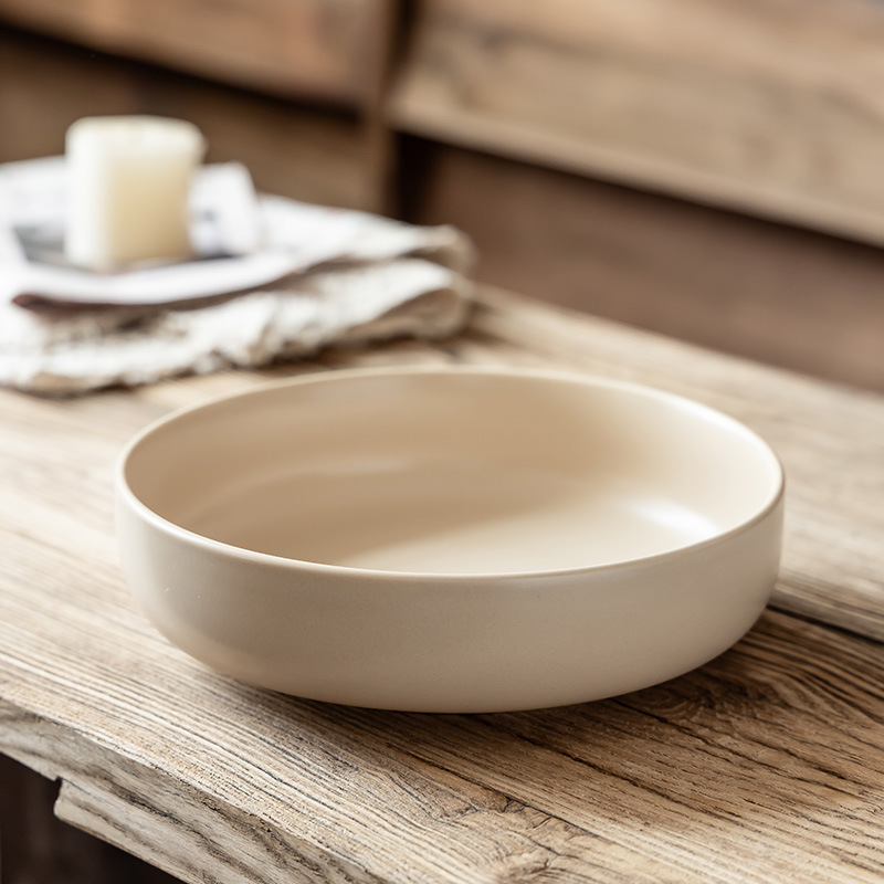 Cuencos de cerámica de color universal cuencos de platos domésticos cuencos de platos occidentales mate cuencos de ensalada de frutas de color sólido nórdico cuencos de cubiertos simples