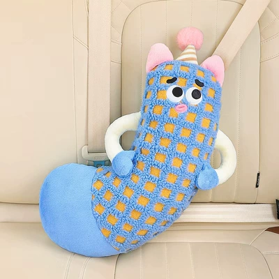 Seat belt shoulder pad pad cartoon plush children's - blue-little-monster-curved-large-shoulder-pads