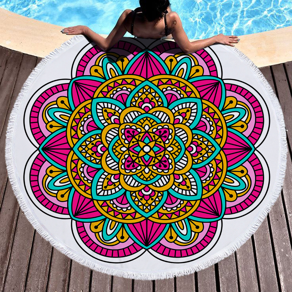 Nuevo estilo redondo Mandala estampado toalla de playa toalla de baño de microfibra cojín de patrón mandala