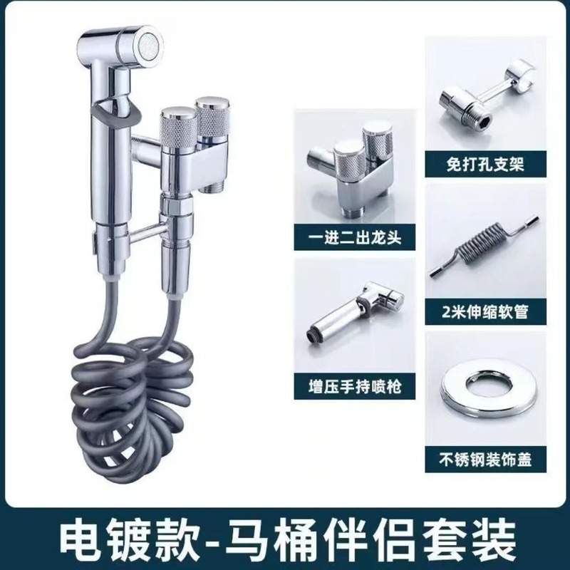 家用马桶伴侣冲洗喷枪妇洗器水龙头厕所一进二出角阀增压高压水枪|undefined