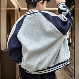 男童春秋外套2025洋气新款儿童夹克休闲棒球服中大童男孩秋季上衣