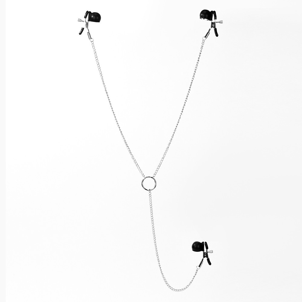 Three-Head Vibrating Nipple Clamp Chain, Stainless Steel Couples Sensory Toy — detail image 5