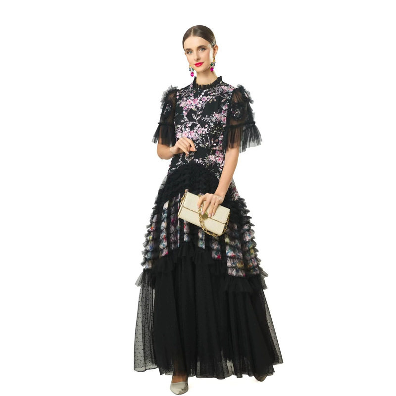 Banquet Socialite 2026 Women's Sequin Long Dress with Ruffle Sleeves, High Waist, Multi-layered Mesh, and Large Hem Princess Dress Banquet Socialite 2026 Women's Sequin Long Dress with Ruffle Sleeves, High Waist, Multi-layered Mesh, and Large Hem Princess Dress