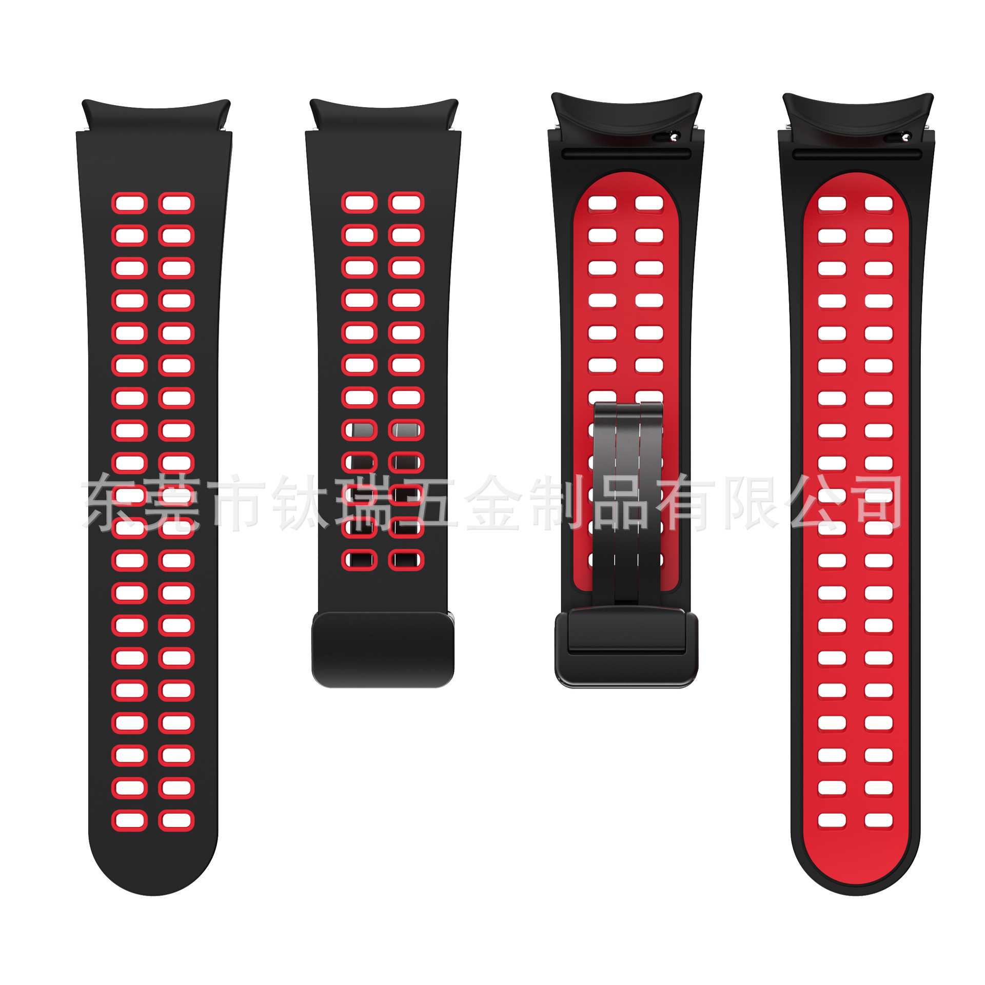 Aplicable a Samsung Galaxy watch6/5/4 correa de silicona de dos colores watch5pro hebilla plegable magnética universal