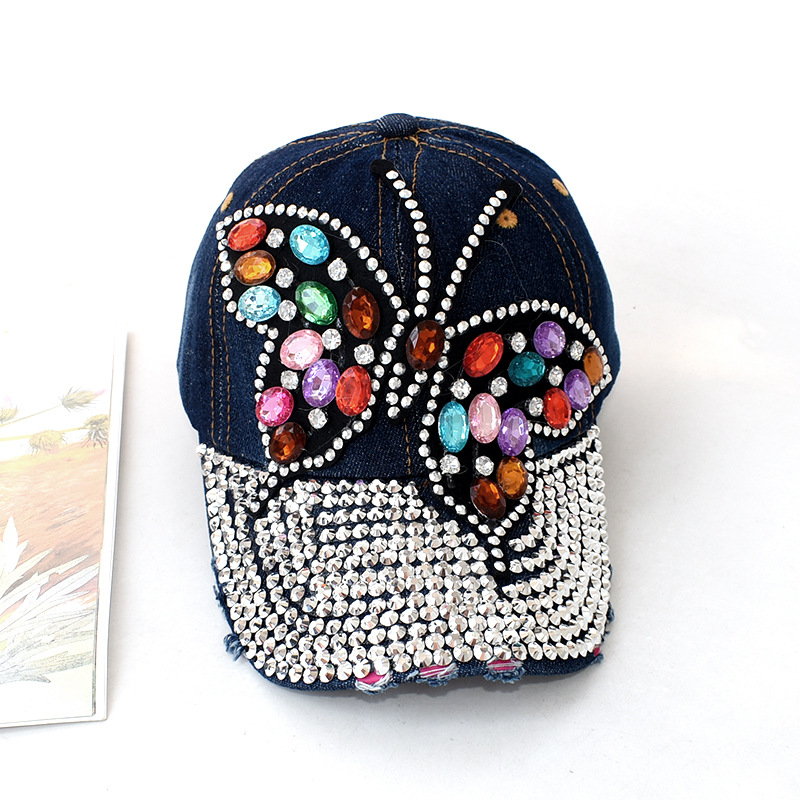 Women's Elegant Exaggerated Sweet Butterfly Rhinestone Curved Eaves Baseball Cap display picture 2