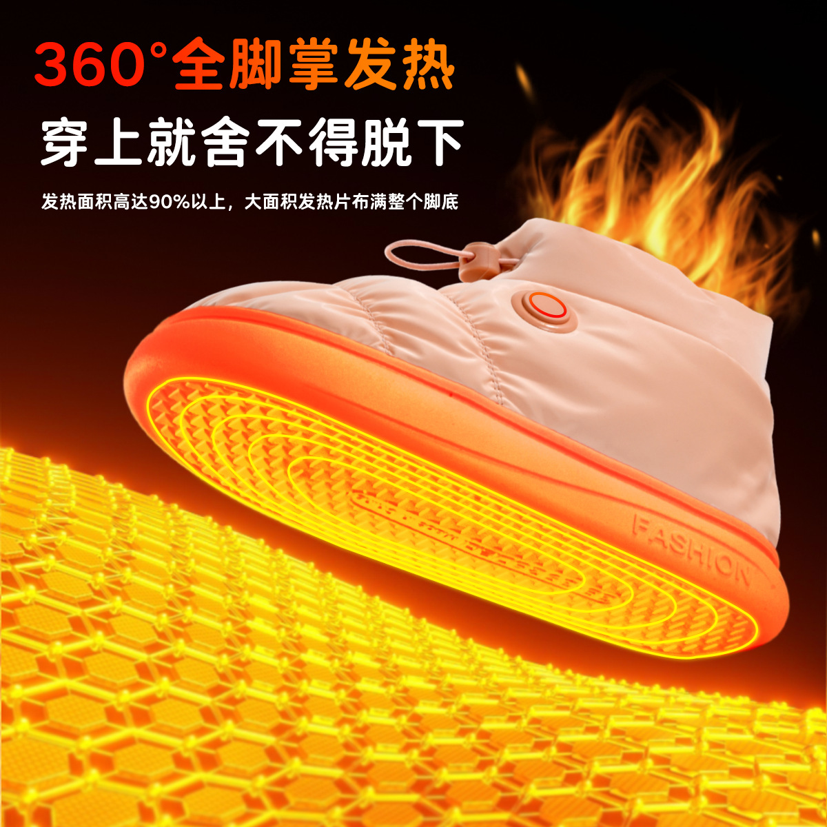 Electric heating socks for warming feet, charging-heated warm cotton shoes for home and office, washable electric heated cotton shoes for men and women