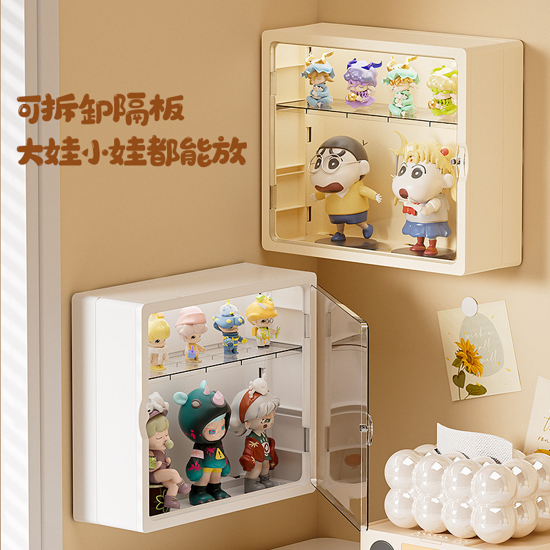盲盒收纳展示架壁挂式泡泡玛特展示盒陈列挂墙上置物架透明手办柜|undefined