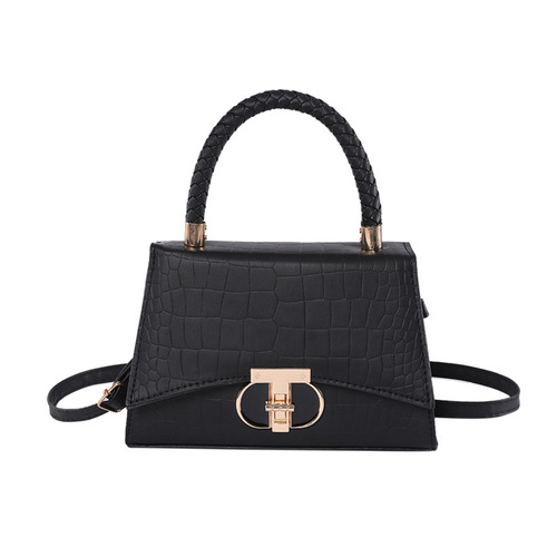 Solid-color lock-style chic shoulder crossbody bag — the  trendy Korean-style minimalist & stylish small square bag for women, perfect for casual outings.